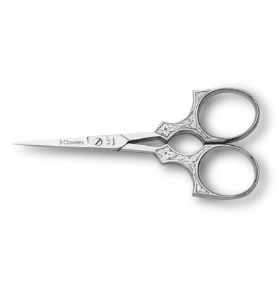 Tijera Bordar Flor de Lis Niquelada 9 cm 3 Claveles