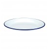 Plato Llano Porcelana Blanca Borde Azul