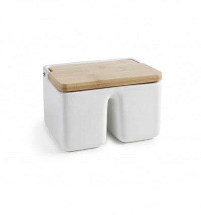 Salero Doble ceramica y bambu Ibili