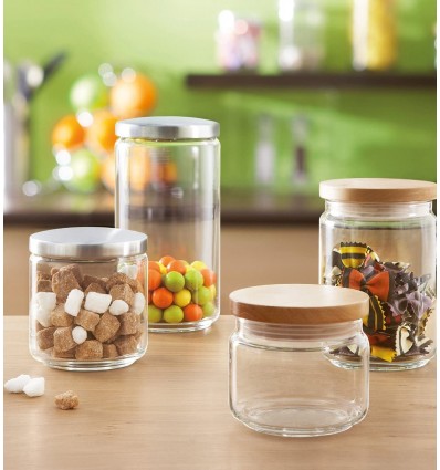 Bote hermetico cristal con madera Luminarc