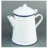 Cafetera Cónica Porcelana Blanca Borde Azul Ibili